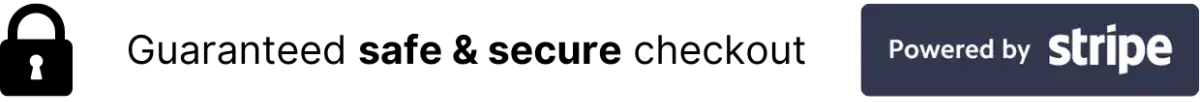 Guaranteed safe & secure checkout — powered by Stripe